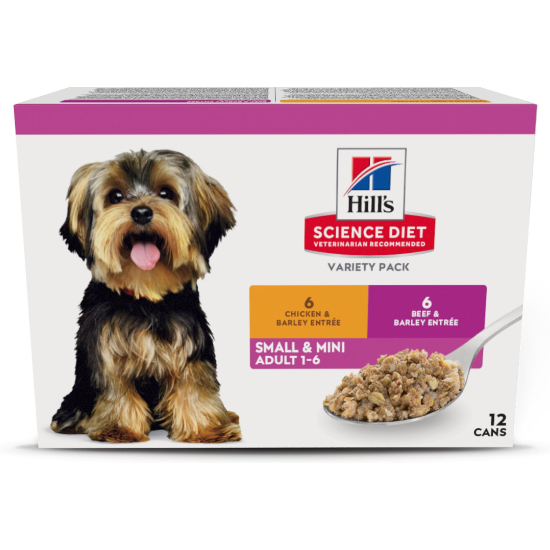 Hill's Science Diet Adult Small Breed & Mini Breed Chicken & Beef Variety Pack Wet Dog Food, 5.8-oz can, case of 12