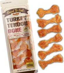 GooToE Natural Small Turkey Tendon Dog Bones, 6 count