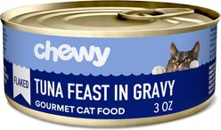 Chewy Made Flaked Tuna Feast in Gravy Canned Wet Cat Food, 3-oz can, case of 24