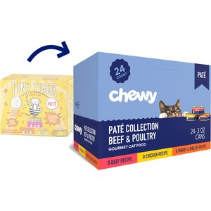 Chewy Made Pate Beef & Poultry Recipes Variety Pack Canned Cat Food (FORMERLY TINY TIGER), 3-oz can, case of 24