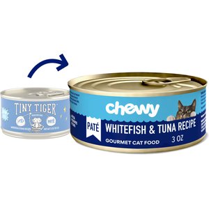 CHEWY MADE Pate Seafood Recipe Canned Cat Food (FORMERLY TINY TIGER), 3-oz  can, case of 24 - Chewy.com