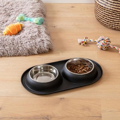 Show full view: Park Life Designs Olso Dog Diner & Placemat Set, Black, Small slide 3 of 6