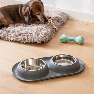 Show full view: Park Life Designs Olso Dog Diner & Placemat Set, Grey, Large slide 6 of 6