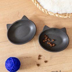 Park Life Designs Nico Cat Dish Set, Small, 2 count, Dark Grey slide 2 of 6