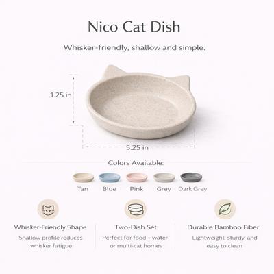 Show full view: Park Life Designs Nico Cat Dish Set, Small, 2 count, Light Grey slide 4 of 5
