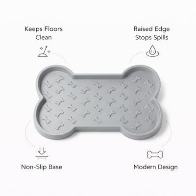 Show full view: Park Life Designs Olso Feeding Dog Tray, Grey, Medium slide 7 of 7