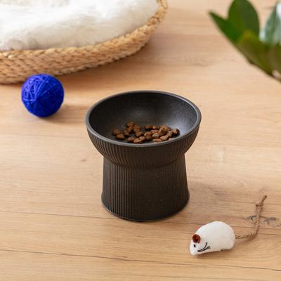 Show full view: Park Life Designs Albie Fluted Cat Dish Set, Small, 2 count, Dark Grey slide 2 of 5