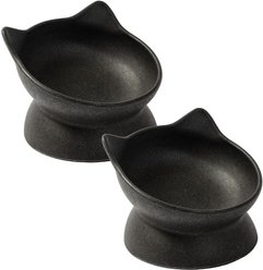 Park Life Designs Archie Tilted Cat Dish Set, Small, 2 count, Dark Grey