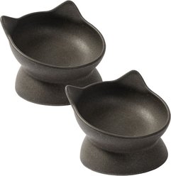 Park Life Designs Archie Tilted Cat Dish Set, Small, 2 count, Light Grey