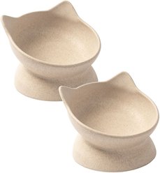 Park Life Designs Archie Tilted Cat Dish Set, Small, 2 count, Tan