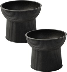 Park Life Designs Albie Fluted Cat Dish Set, Small, 2 count, Dark Grey