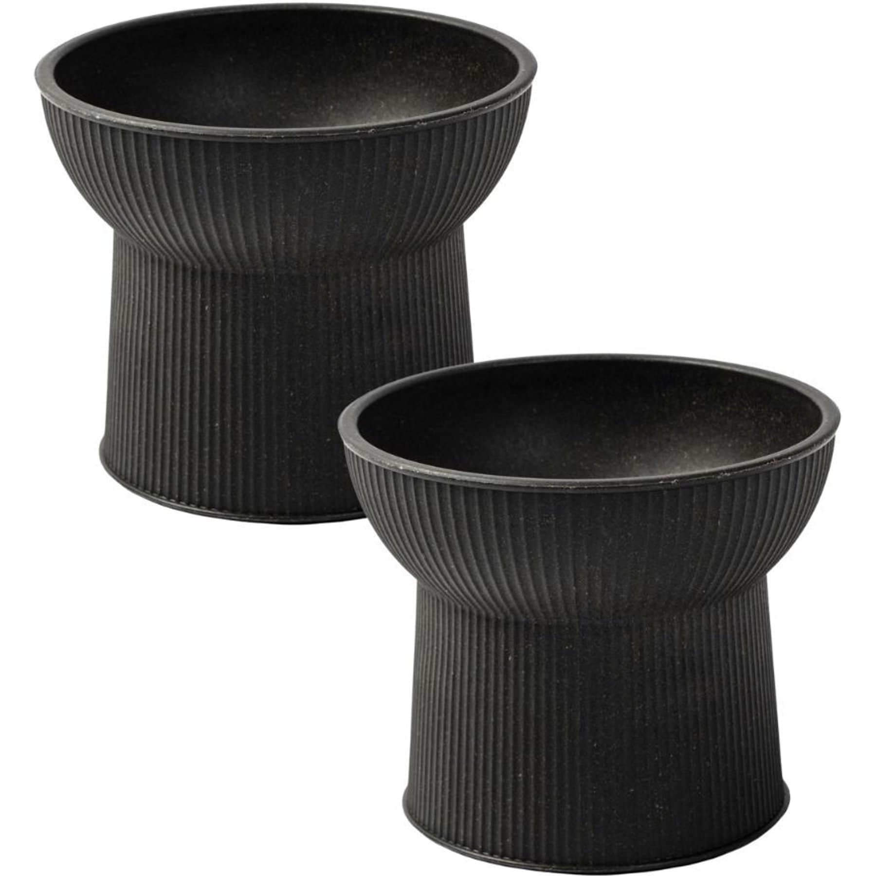 Park Life Designs Albie Fluted Cat Dish Set, Small, 2 count, Dark Grey