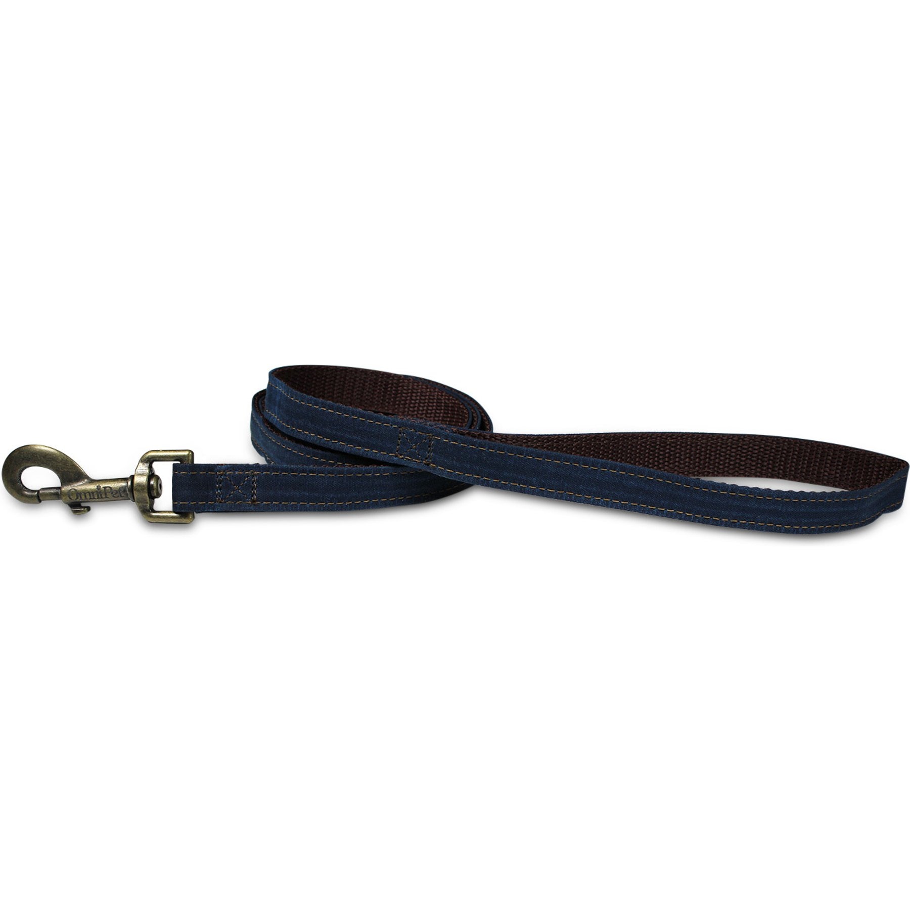 OmniPet Waxed Canvas Dog Lead with Bolt Snap, Blue, 6-ft long, 3/4-in wide