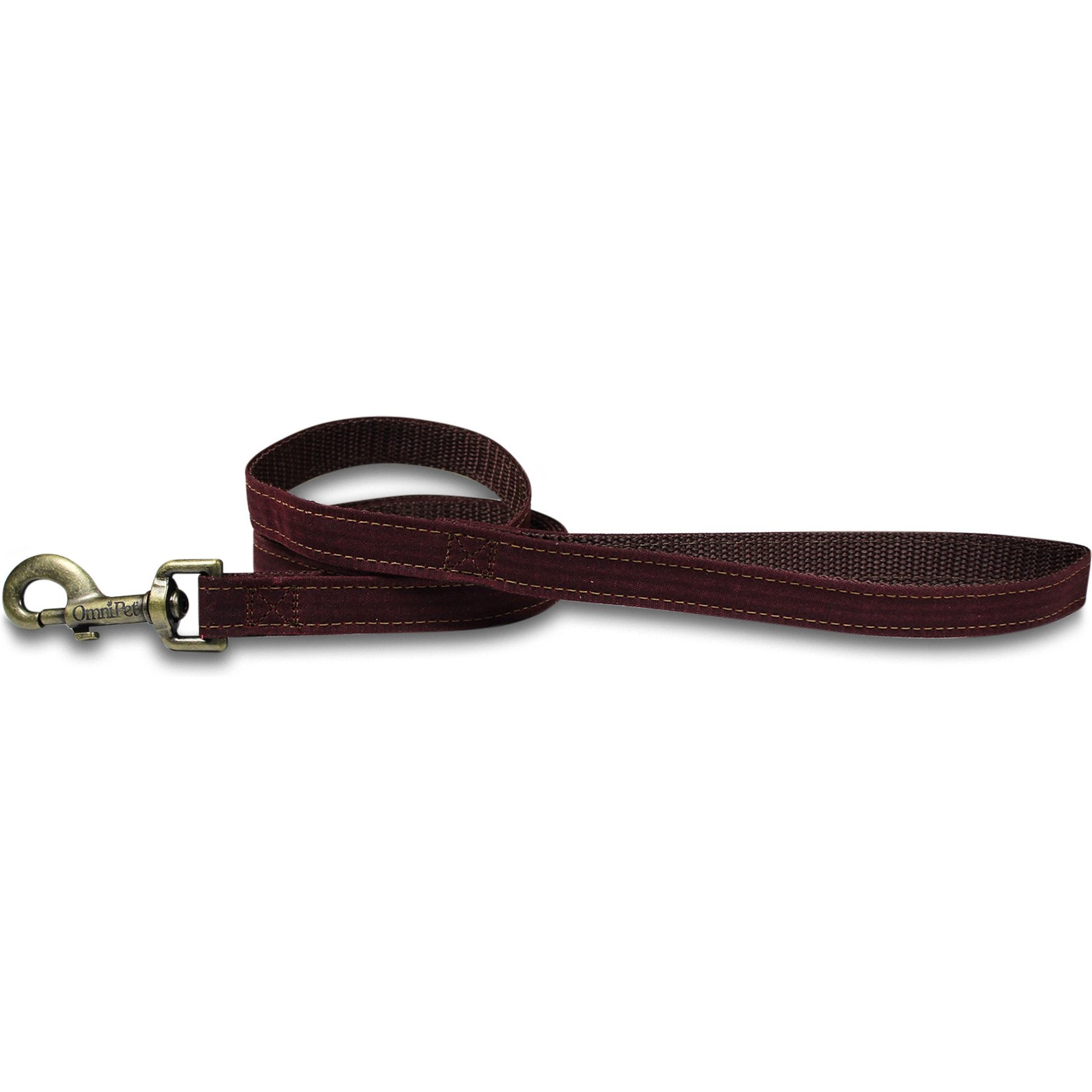 OmniPet Waxed Canvas Dog Lead with Bolt Snap, Burgundy, 6-ft long, 3/4-in wide