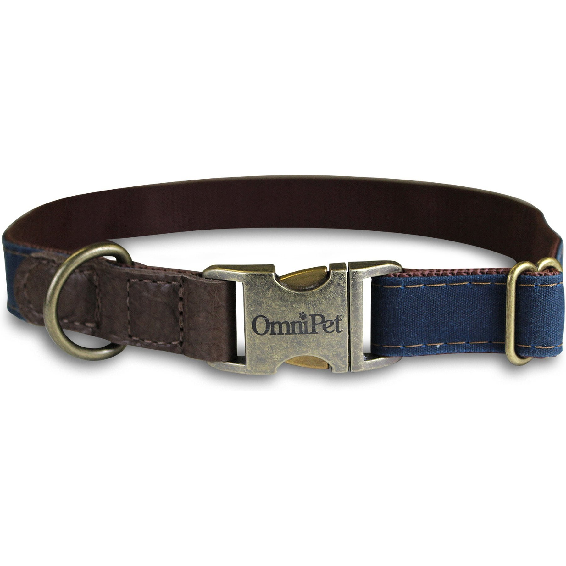 OmniPet Waxed Canvas Kwik Klip Adjustable Dog Collar, Blue, Large: 18 to 26-in neck, 1-in wide