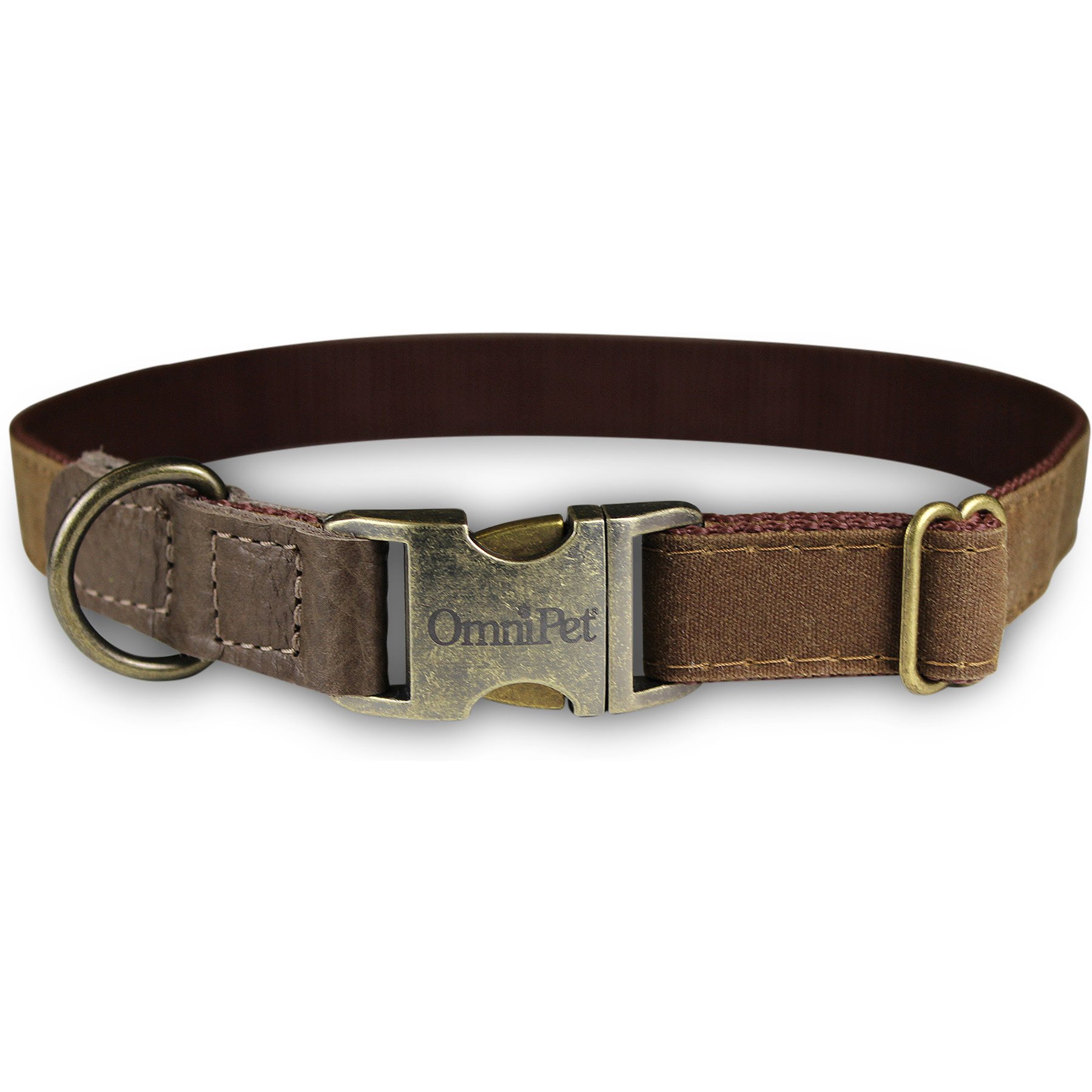 OmniPet Waxed Canvas Kwik Klip Adjustable Dog Collar, Brown, Large: 18 to 26-in neck, 1-in wide