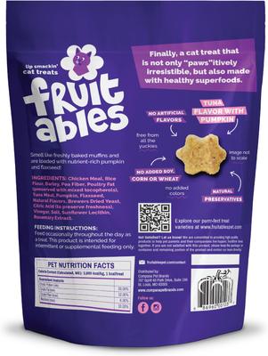 Show full view: Fruitables Tuna & Pumpkin Flavor Crunchy Cat Treats, 30-oz bag slide 4 of 11