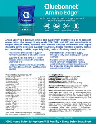 Show full view: Bluebonnet Feeds Competitive Edge Amino Acid Recovery Pellets Horse Supplement, 40-lb bag slide 4 of 5