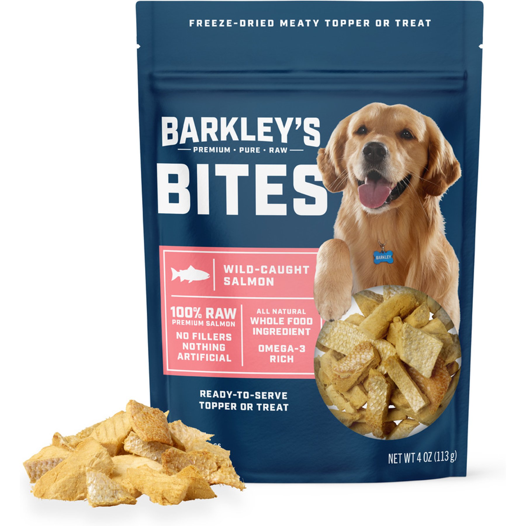 Barkley's Bag Bites Salmon Freeze-Dried Dog Treats, 4-oz bag