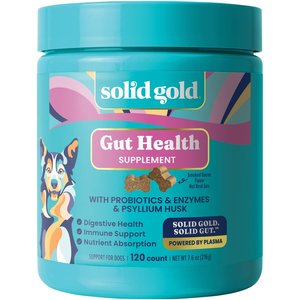 Solid Gold Mellow Belly Probiotic Soft Chews Digestive Supplement for Dogs, 120 count