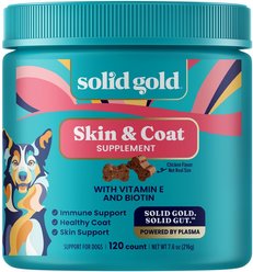 Solid Gold OMG! Chicken Flavored Soft Chews Omega 3 Fish Oil Supplement for Dogs, 120 count