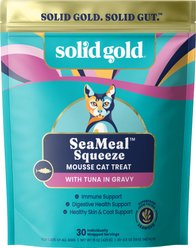 Solid Gold SeaMeal Mousse Lickable Squeeze Tuna Skin & Coat Digestive & Immune Health Cat Treats, 30 count