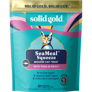 Solid Gold SeaMeal Mousse Lickable Squeeze Tuna Skin & Coat Digestive & Immune Health Cat Treats, 30 count