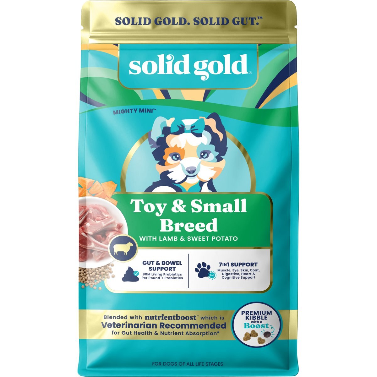 Solid Gold NutrientBoost Lamb & Sweet Potato Toy & Small Breed Gut Health Grain-Free Dry Dog Food, 3.75-lb bag