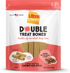 Ultra Chewy Double Treat Bone Liver Flavor Dog Treats, 8 count