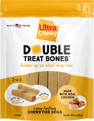 Ultra Chewy Double Treat Bones Chicken Flavor Dog Treat, 8 count