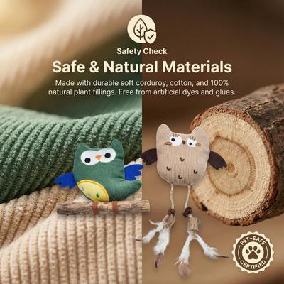 Show full view: Fashion's Talk Owl Silvervine Stick Chew Cat Toy with Catnip, Multicolor, 2 count slide 6 of 10