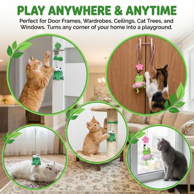 Show full view: Fashion's Talk Adjustable Hanging Frog & Silvervine Gall Fruit Interactive Plush Cat Toy with Catnip, Green, 2 count slide 4 of 9