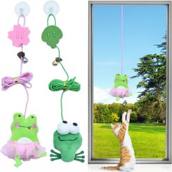 Fashion's Talk Adjustable Hanging Frog & Silvervine Gall Fruit Interactive Plush Cat Toy with Catnip, Green, 2 count