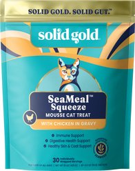 Solid Gold SeaMeal Mousse Lickable Squeeze Chicken Skin & Coat Digestive & Immune Health Cat Treat, 30 count