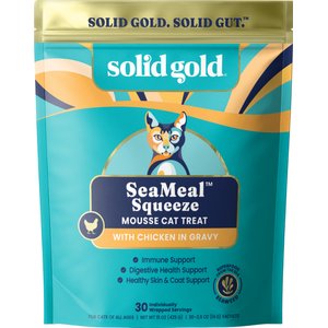 Solid Gold SeaMeal Mousse Lickable Squeeze Chicken Skin & Coat Digestive & Immune Health Cat Treat, 30 count