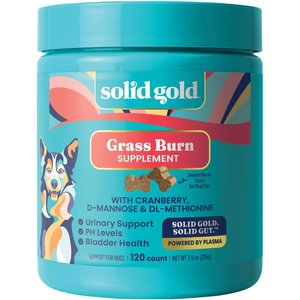 Solid Gold Grass Burn Lawn Protection Soft Chews Urine Neutralizer Supplement for Dogs, 120 count