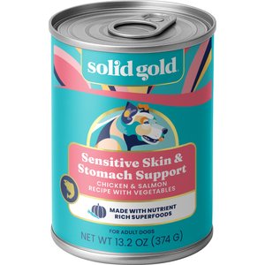 Solid Gold Leaping Waters Chicken & Salmon Recipe with Vegetable Recipe Grain-Free Small & Medium Breed Canned Dog Food, 13.2-oz, case of 6