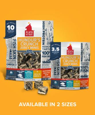 Show full view: Plato Hundur's Crunch Jerky Minis Dog Treats, 10-oz bag slide 8 of 8