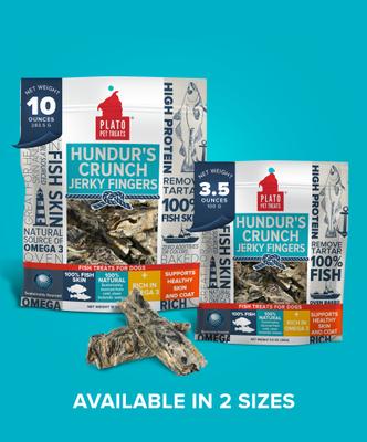 Show full view: Plato Hundur's Crunch Jerky Fingers Dog Treats, 10-oz bag slide 8 of 8