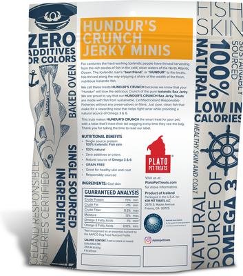 Show full view: Plato Hundur's Crunch Jerky Minis Dog Treats, 10-oz bag slide 3 of 8