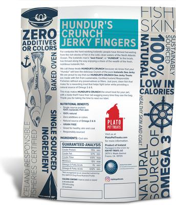 Show full view: Plato Hundur's Crunch Jerky Fingers Dog Treats, 10-oz bag slide 3 of 8