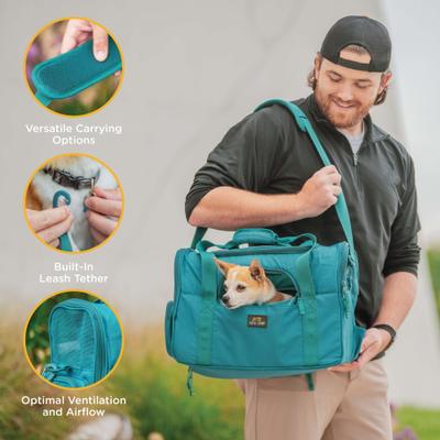 Show full view: Canine Canyon Bella Airline Approved Duffel Dog Carrier, Teal slide 3 of 9