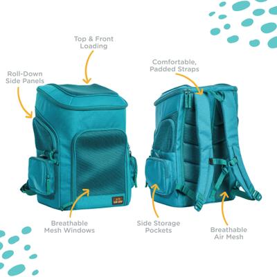 Show full view: Canine Canyon Gio Airline Approved Backpack Dog Carrier, Teal slide 5 of 9