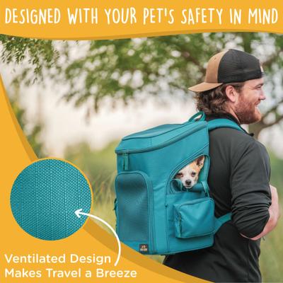 Show full view: Canine Canyon Gio Airline Approved Backpack Dog Carrier, Teal slide 3 of 9