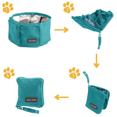 Show full view: Canine Canyon Rufus Collapsible Wallet Travel Dog Bowl, Teal, Medium, 6-cup slide 6 of 10