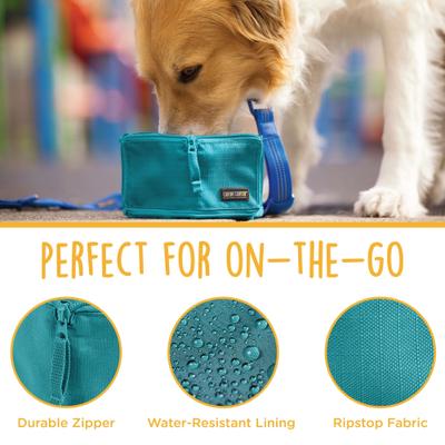 Show full view: Canine Canyon Rufus Collapsible Wallet Travel Dog Bowl, Teal, Medium, 6-cup slide 5 of 10