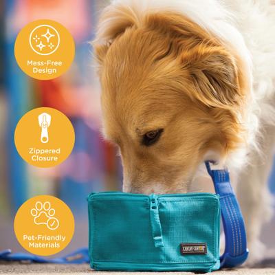 Show full view: Canine Canyon Rufus Collapsible Wallet Travel Dog Bowl, Teal, Medium, 6-cup slide 7 of 10