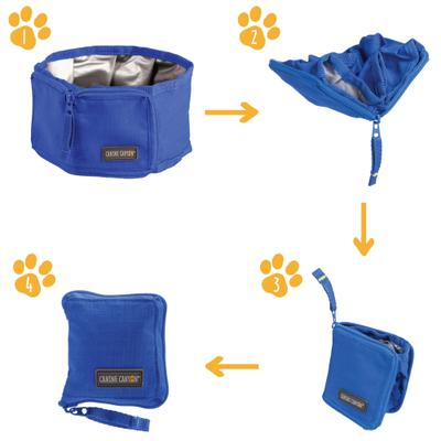Show full view: Canine Canyon Rufus Collapsible Wallet Travel Dog Bowl, Bright Blue, Medium, 6-cup slide 5 of 9