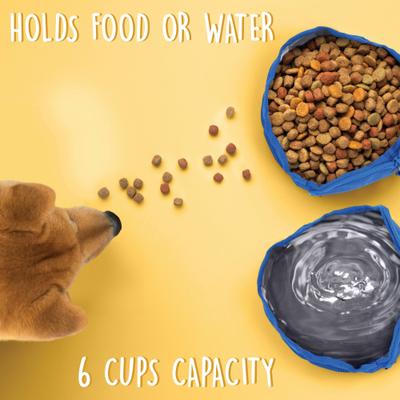Show full view: Canine Canyon Rufus Collapsible Wallet Travel Dog Bowl, Bright Blue, Medium, 6-cup slide 3 of 9