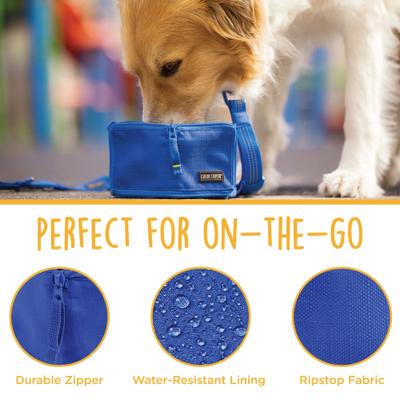 Show full view: Canine Canyon Rufus Collapsible Wallet Travel Dog Bowl, Bright Blue, Medium, 6-cup slide 4 of 9